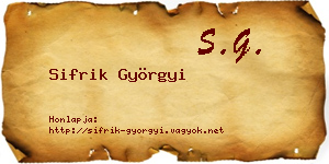 Sifrik Györgyi névjegykártya